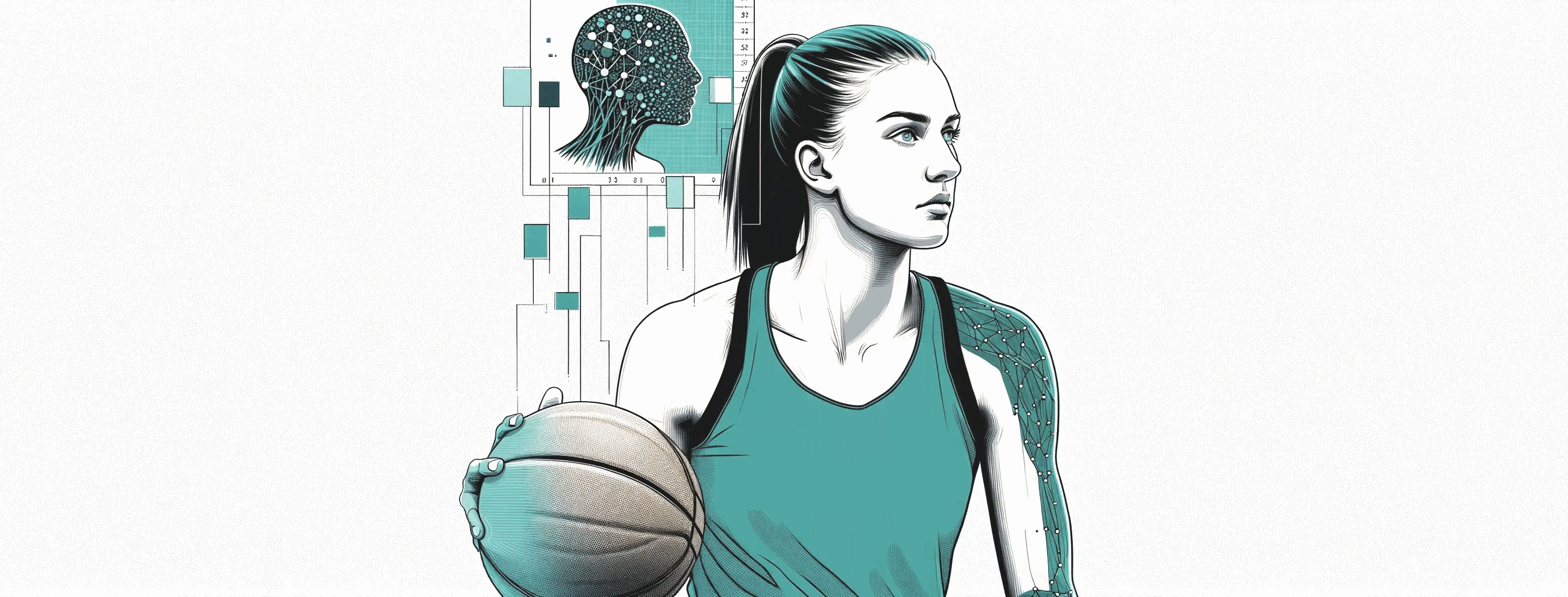 Image by author and ChatGPT. "Design an illustration, with imagery representing data experiments, focusing on basketball data" prompt. ChatGPT, 4, OpenAI, 15April. 2024. https://chat.openai.com.