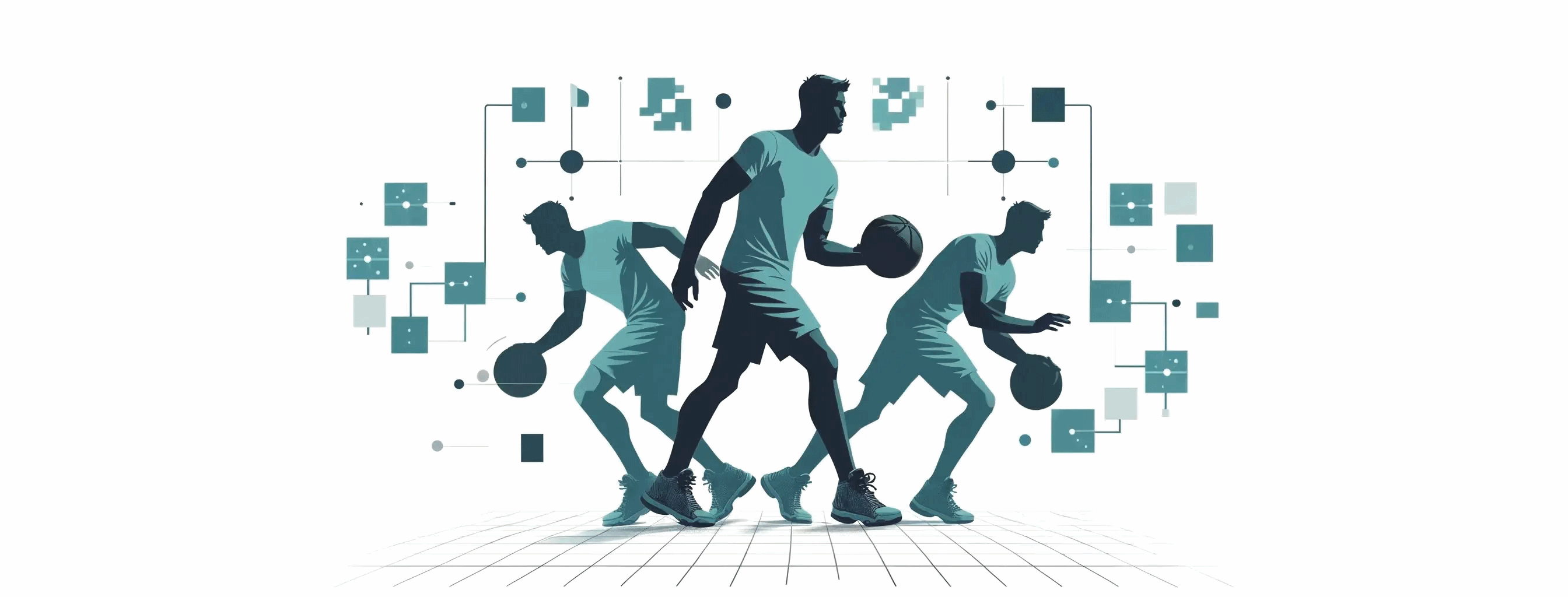 Image by author and ChatGPT. "Design an illustration, with imagery representing multiple machine learning models, focusing on basketball data" prompt. ChatGPT, 4, OpenAI, 25th April. 2024. https://chat.openai.com.