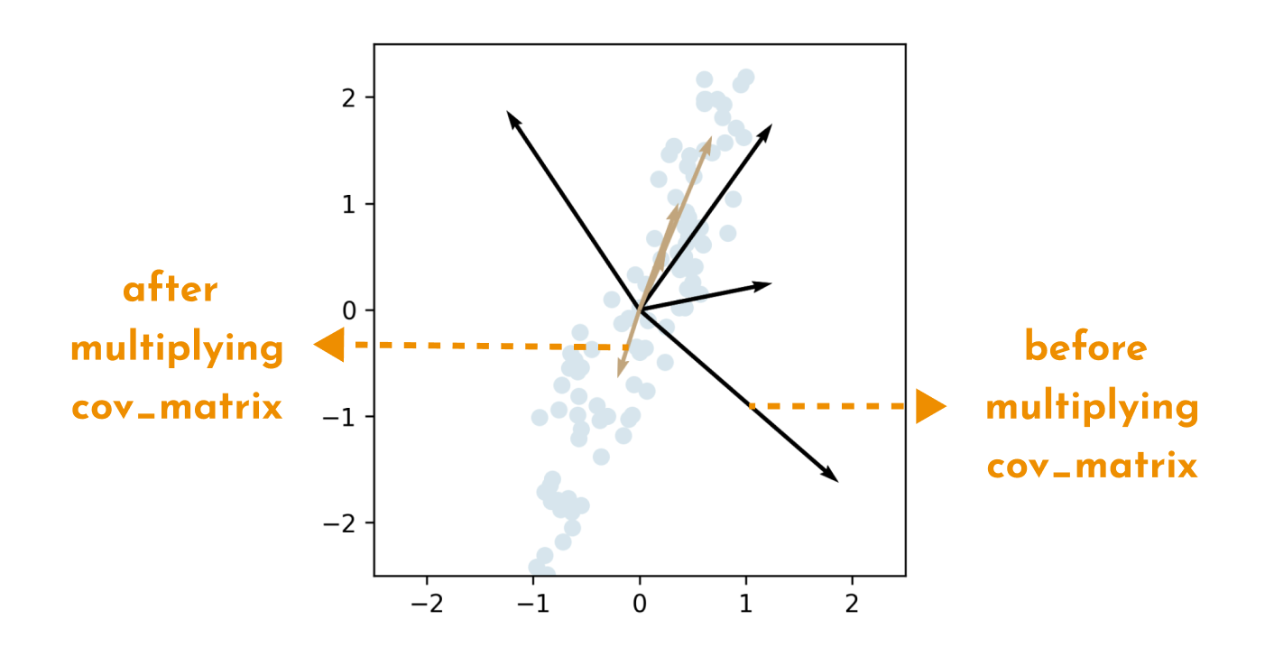 vectors transformed by covariance matrix (image by author)