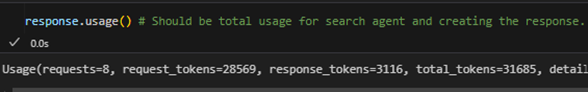 Screenshot of a snippet indicating total token usage for the task